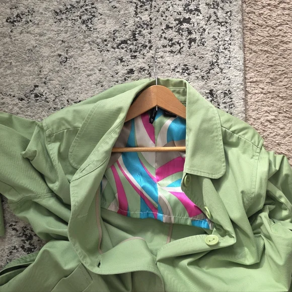 SOLD Y2k New Directions Trench Coat Preppy Cottage Core Womens 1x Light Lime - Picture 7 of 7